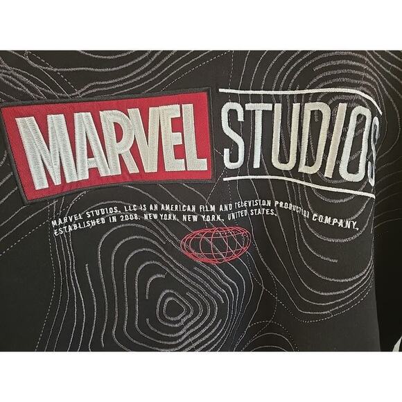 Marvel Studios Logo Topographic Pattern Crewneck- BoxLunch Exclusive Black - Picture 4 of 10